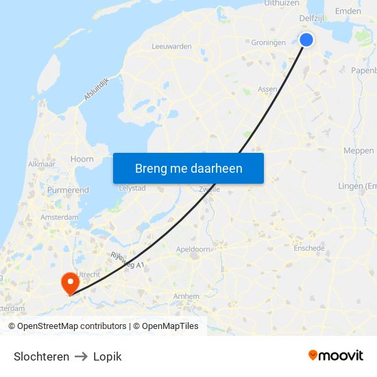 Slochteren to Lopik map