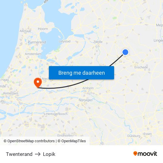 Twenterand to Lopik map