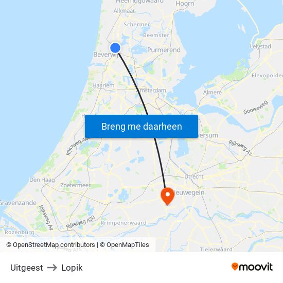 Uitgeest to Lopik map