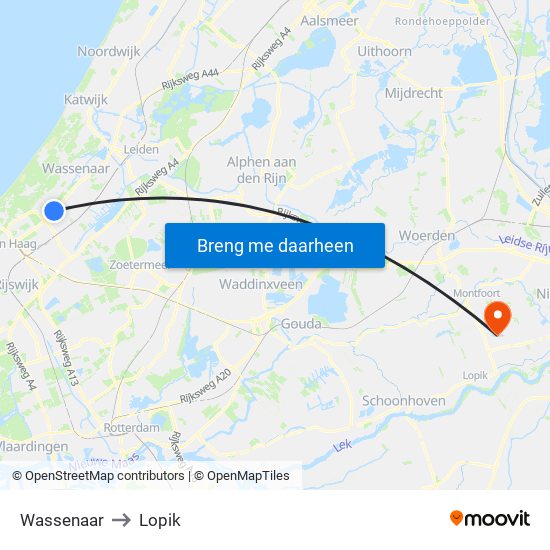 Wassenaar to Lopik map