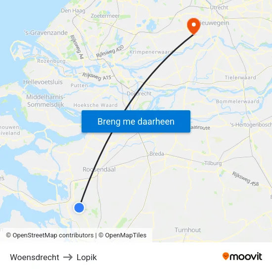 Woensdrecht to Lopik map