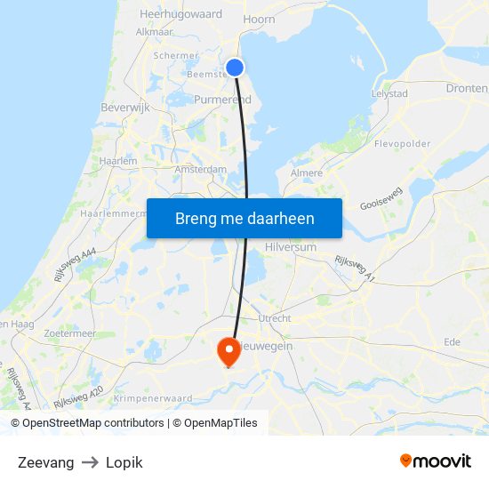 Zeevang to Lopik map
