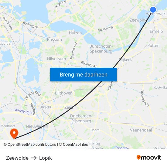 Zeewolde to Lopik map