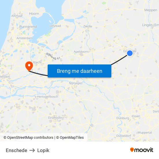 Enschede to Lopik map