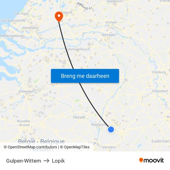 Gulpen-Wittem to Lopik map