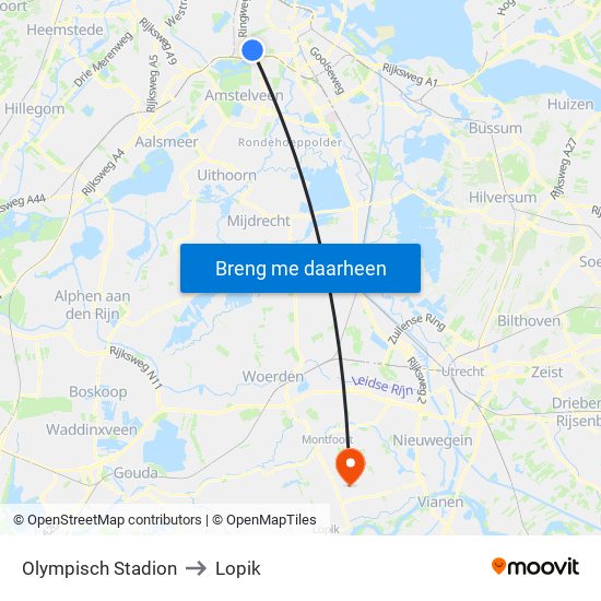 Olympisch Stadion to Lopik map