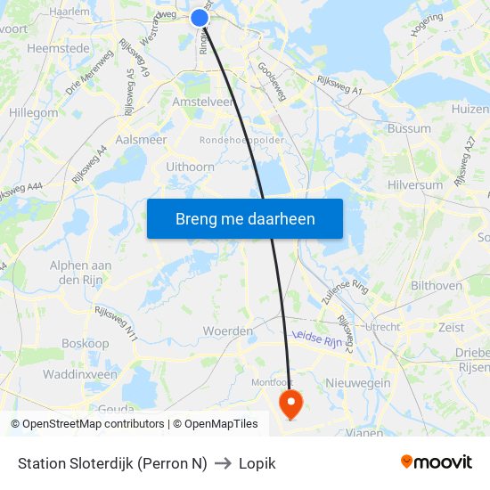 Station Sloterdijk (Perron N) to Lopik map