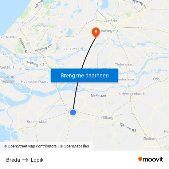 Breda to Lopik map