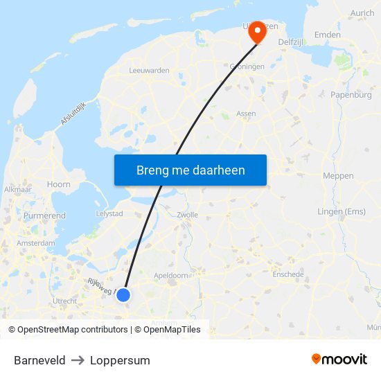 Barneveld to Loppersum map