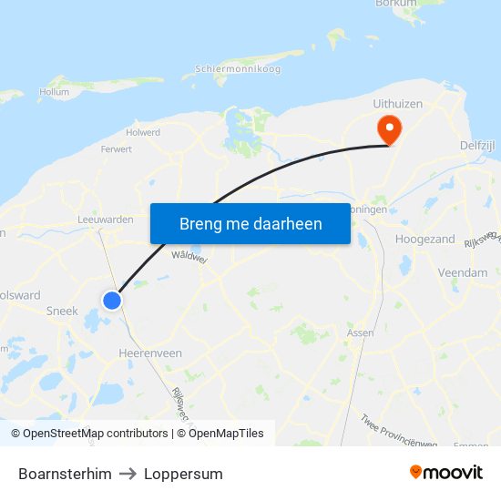 Boarnsterhim to Loppersum map