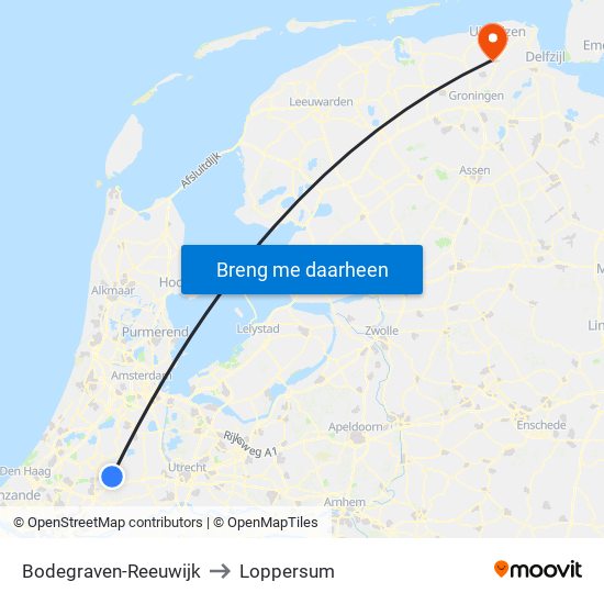 Bodegraven-Reeuwijk to Loppersum map