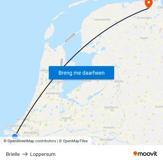 Brielle to Loppersum map
