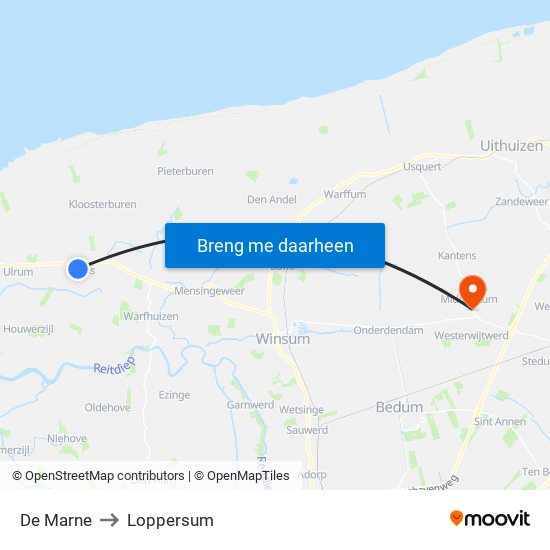 De Marne to Loppersum map