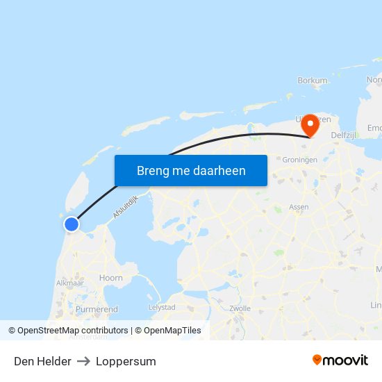 Den Helder to Loppersum map