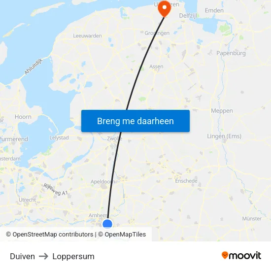 Duiven to Loppersum map