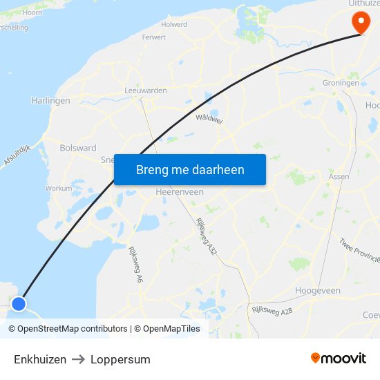 Enkhuizen to Loppersum map