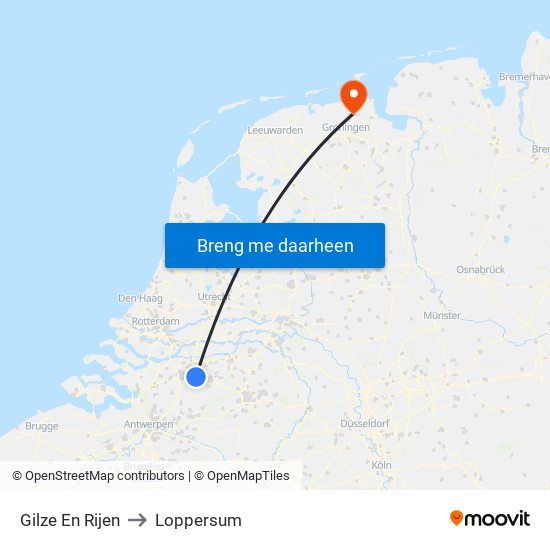 Gilze En Rijen to Loppersum map