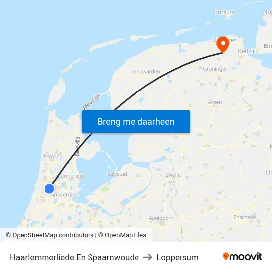 Haarlemmerliede En Spaarnwoude to Loppersum map