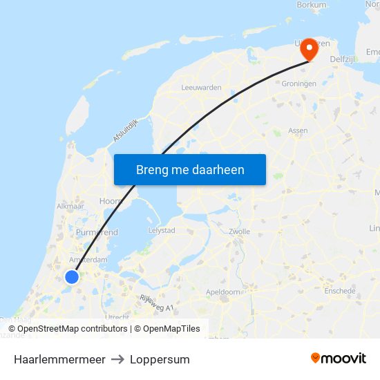 Haarlemmermeer to Loppersum map