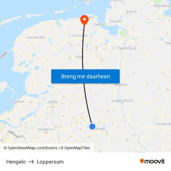 Hengelo to Loppersum map