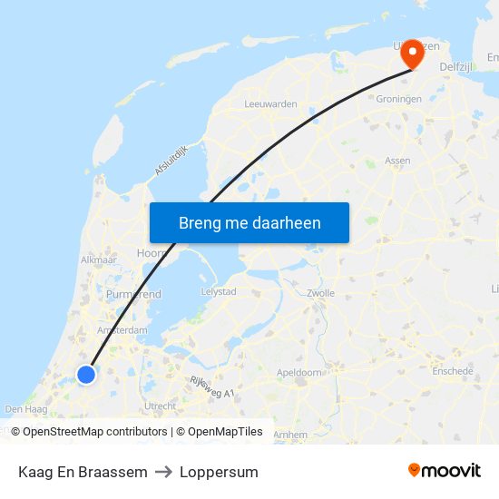 Kaag En Braassem to Loppersum map