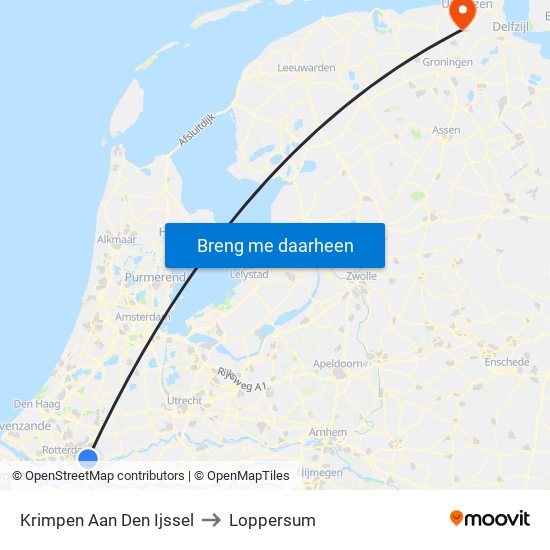 Krimpen Aan Den Ijssel to Loppersum map