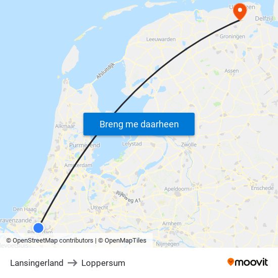 Lansingerland to Loppersum map