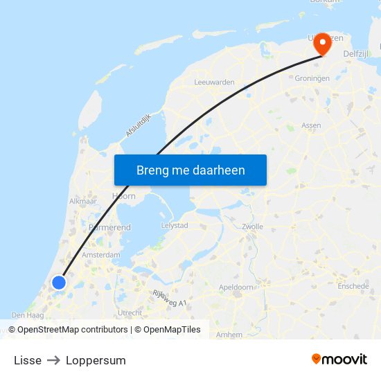 Lisse to Loppersum map