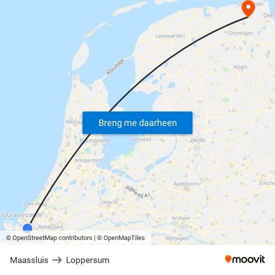 Maassluis to Loppersum map