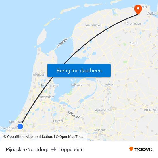 Pijnacker-Nootdorp to Loppersum map