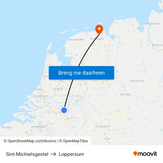 Sint-Michielsgestel to Loppersum map