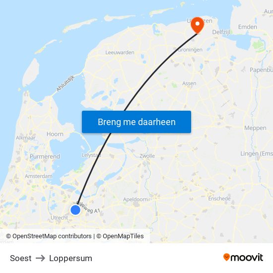 Soest to Loppersum map