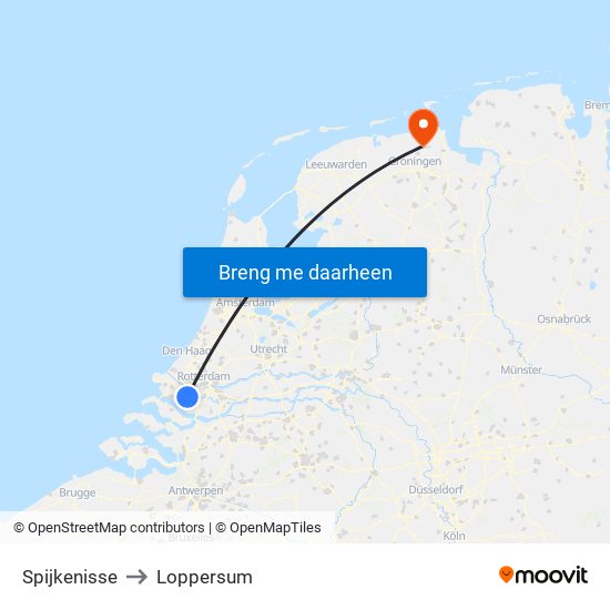 Spijkenisse to Loppersum map