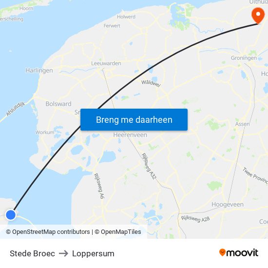 Stede Broec to Loppersum map