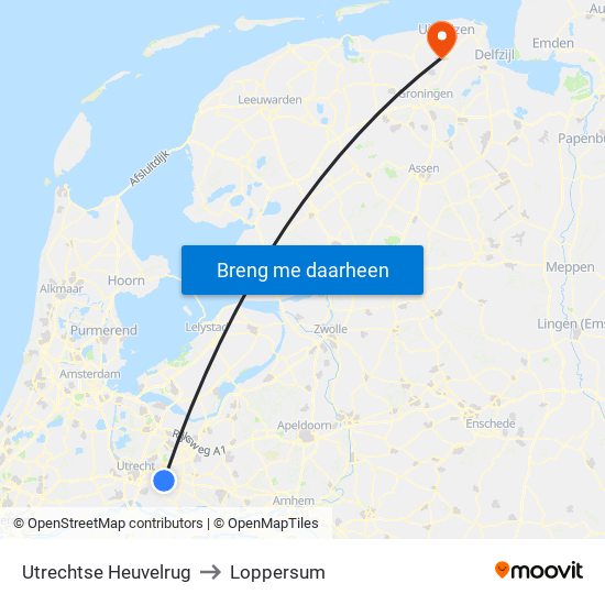 Utrechtse Heuvelrug to Loppersum map