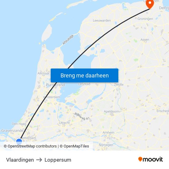 Vlaardingen to Loppersum map