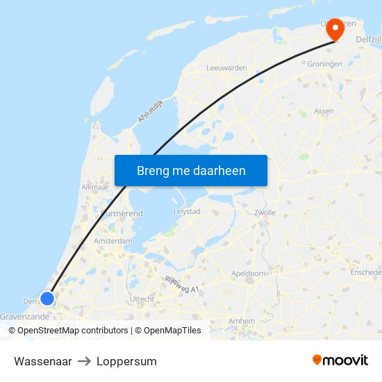 Wassenaar to Loppersum map