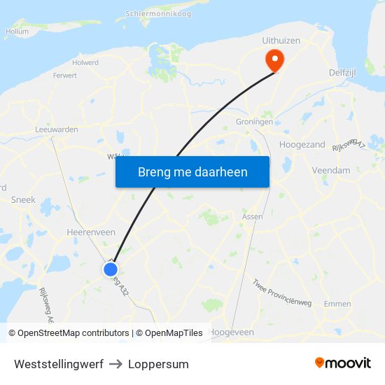 Weststellingwerf to Loppersum map