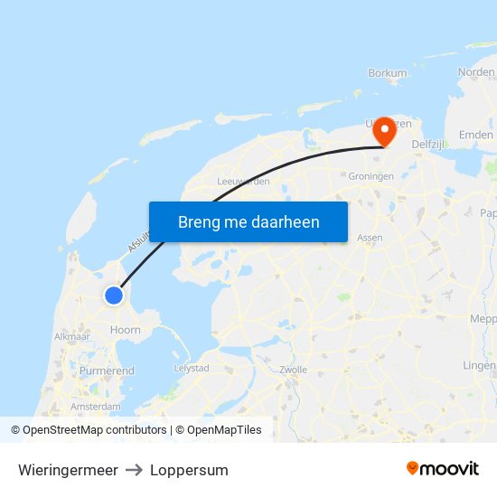 Wieringermeer to Loppersum map