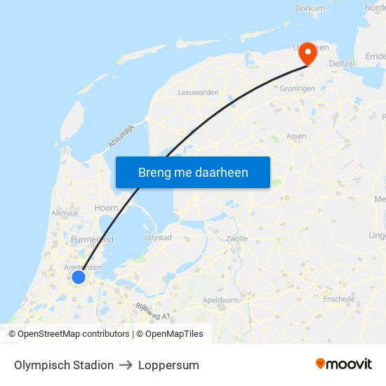 Olympisch Stadion to Loppersum map