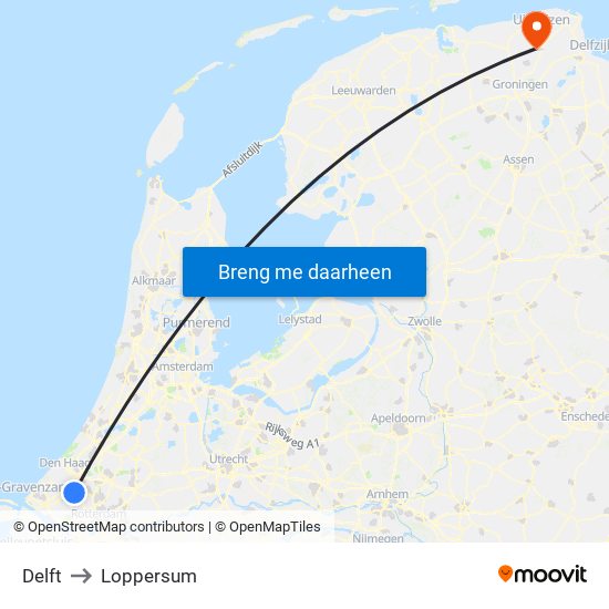 Delft to Loppersum map