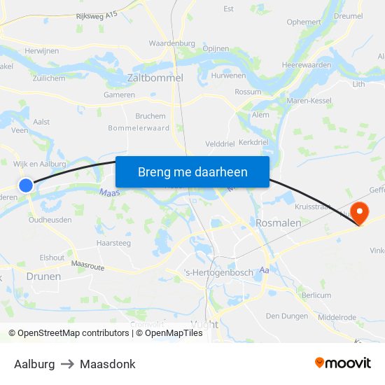 Aalburg to Maasdonk map