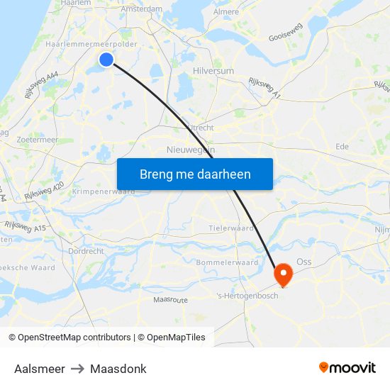 Aalsmeer to Maasdonk map