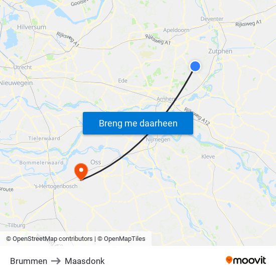 Brummen to Maasdonk map