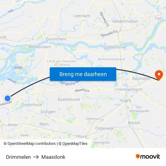 Drimmelen to Maasdonk map