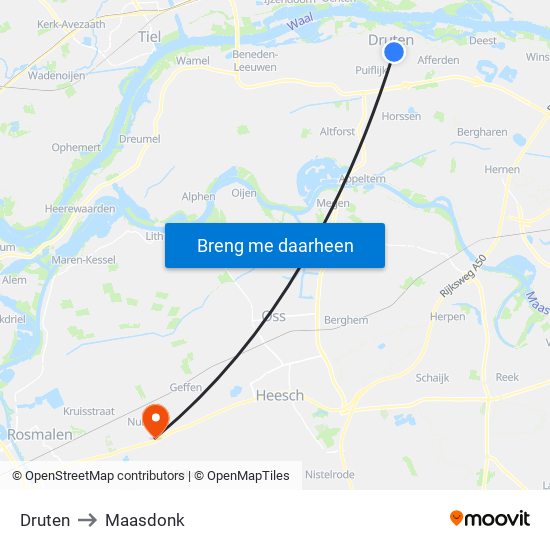 Druten to Maasdonk map