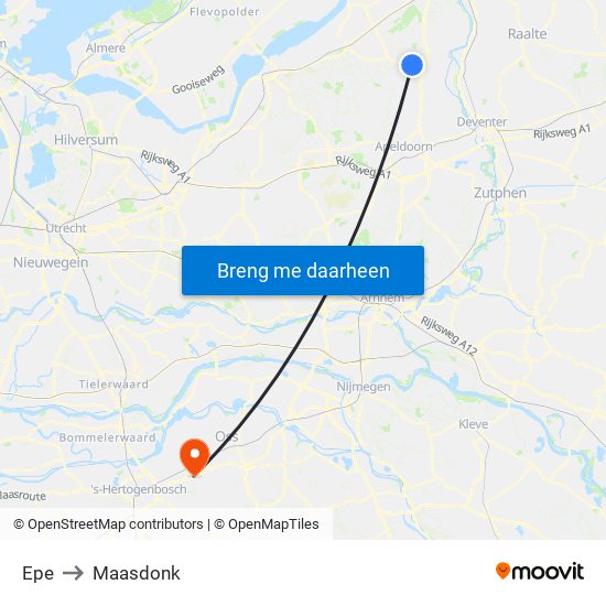 Epe to Maasdonk map