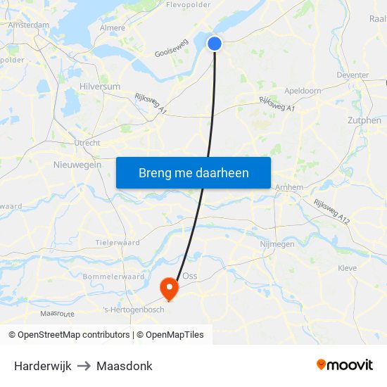 Harderwijk to Maasdonk map