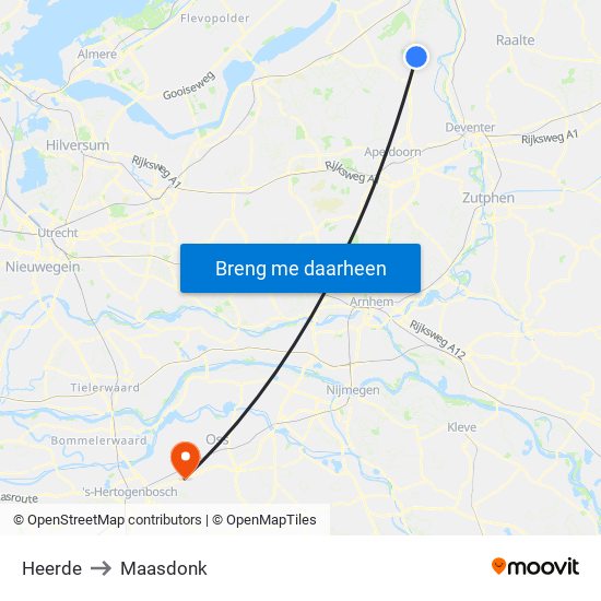 Heerde to Maasdonk map