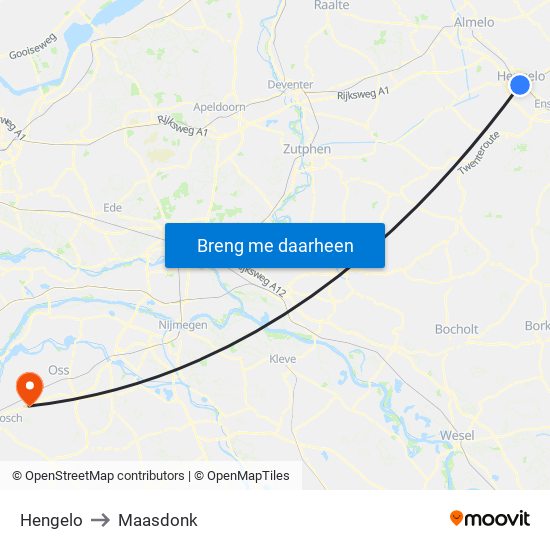 Hengelo to Maasdonk map